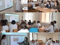Преподаватель казахского языка Мутапова С.К. провела очередное занятие в группах курса обучения сотрудников колледжа государственному языку «Я говорю на казахском».