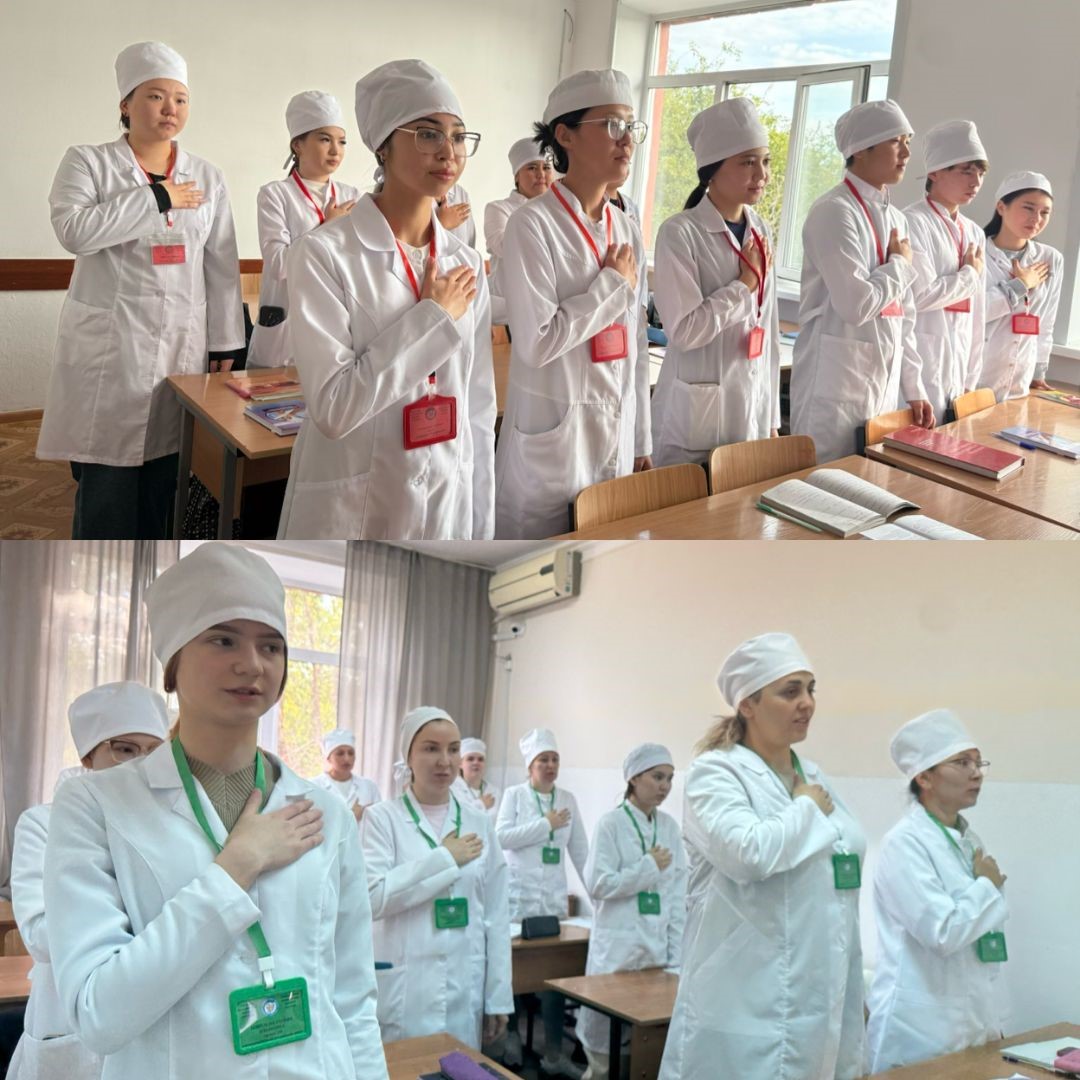 Read more about the article «Адал азамат» тәрбиелік бағдарламасын іске асыру аясында біздің колледжде әр дүйсенбі сайын алғашқы сабақта дәстүрлі түрде Қазақстан Республикасының Мемлекеттік Гимні орындалады